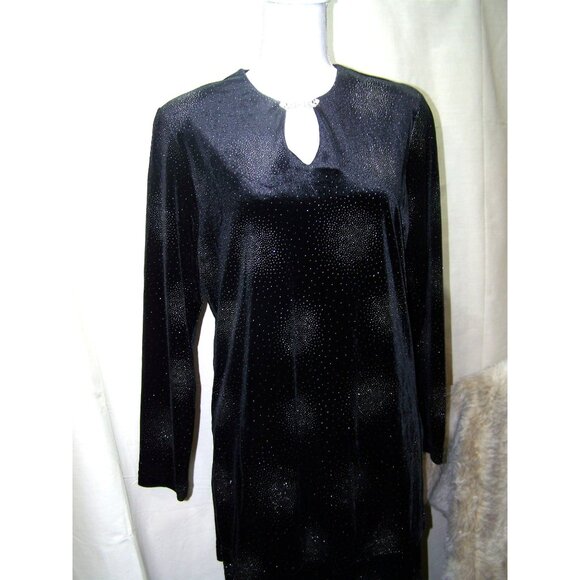 Di Marco Dress Top Maxi Skirt Black Velvet Sparkle Holiday Part M/L - Picture 2 of 12